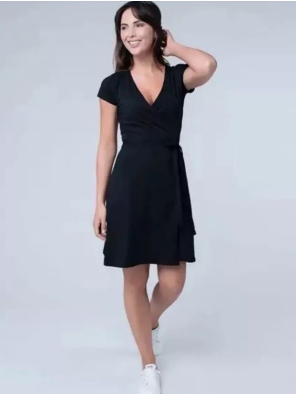 Pact Organic Cotton Black Short Sleeve Wrap Dress Women’s Medium